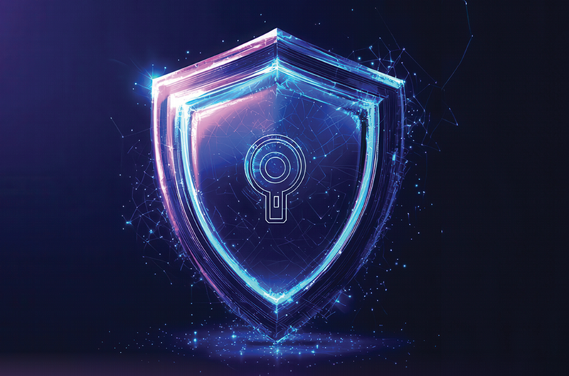 A digital shield illustration representing cybersecurity and protection.